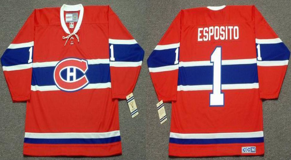 2019 Men Montreal Canadiens #1 Esposito Red CCM NHL jerseys->montreal canadiens->NHL Jersey